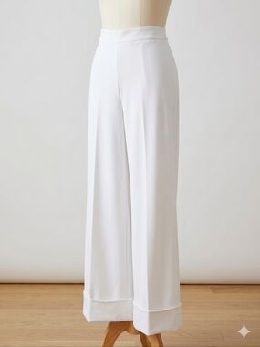 Ashley Stewart NWT High-Rise Wide-Leg White Pants, Plus Size 30/32